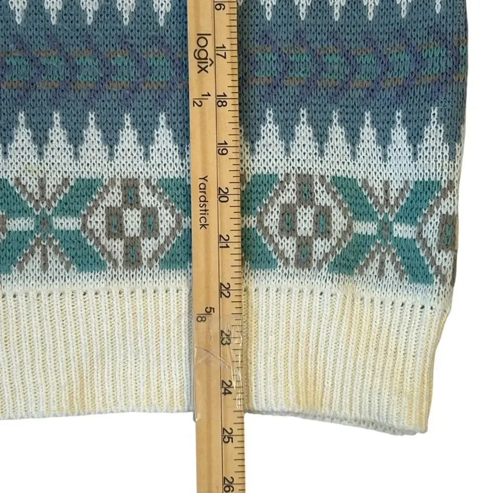 Vintage St. John’s Bay Nordic Fair Isle Sweater Men’s Small Blue Cream